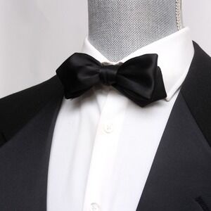 Black Tuxedo Bowtie 100%Silk Satin Self-tied Diamond Gift Box S013D